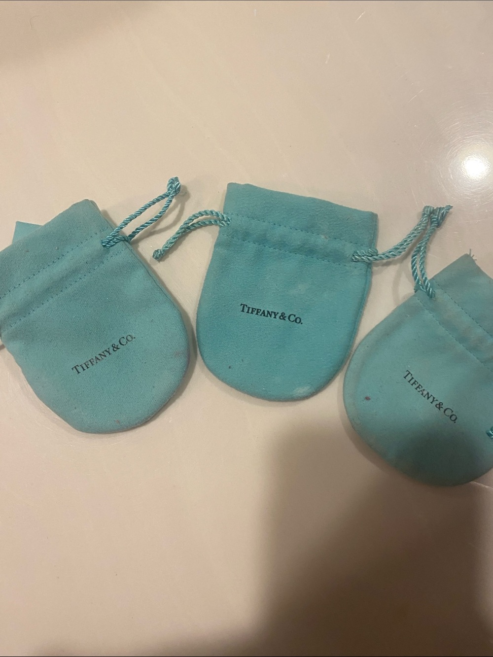 Tiffany & Co. Mini Drawstring Jewelry Pouches in Signature Blue (Set of 3)